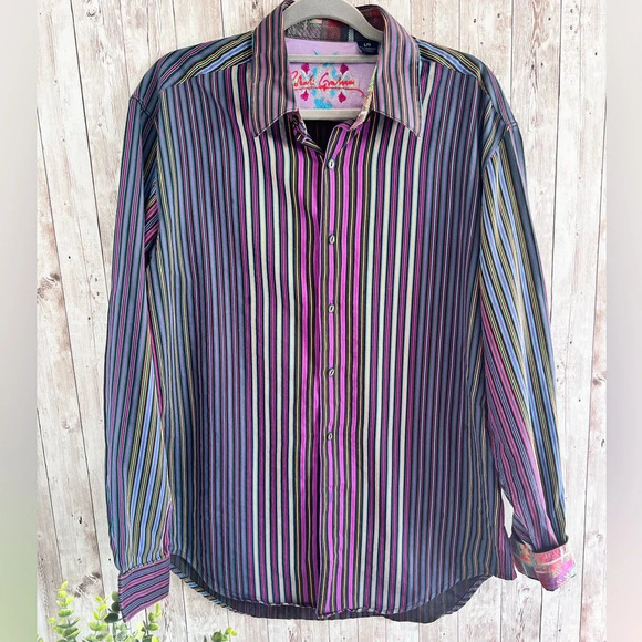 Other - Robert Graham Patterned Striped Button Down Shirt Size Large